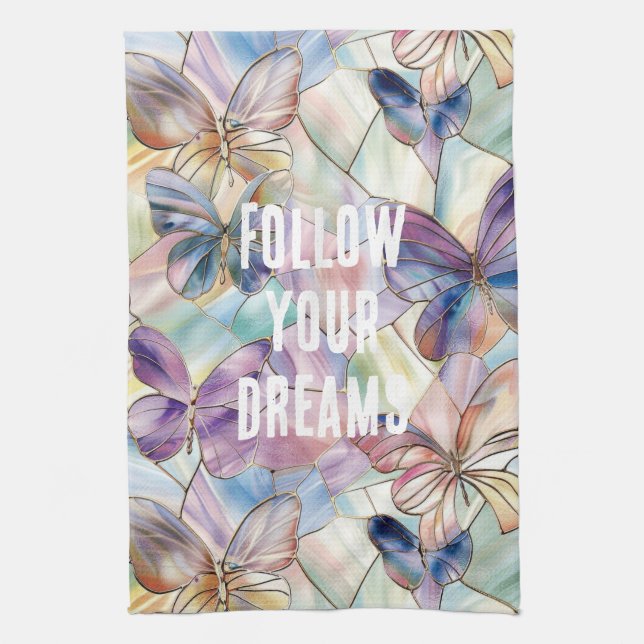 Linge De Cuisine Papillons bleu pourpre (Vertical)