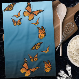 Linge De Cuisine Papillons Monarch Ombre Bleu