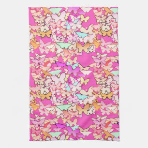 Linge De Cuisine Papillons, roses multiples et profondes