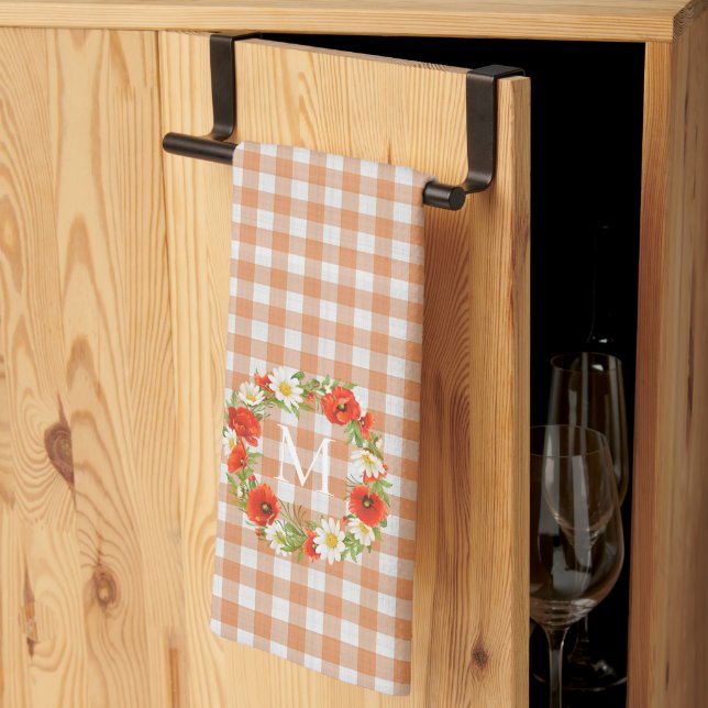 Linge De Cuisine Papillons rouges personnalisés Blanc Jaune Daisées (Pliage en tiers)