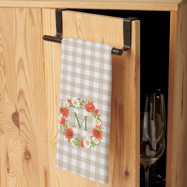 Linge De Cuisine Papillons rouges personnalisés Blanc Jaune Daisées (Pliage en tiers)