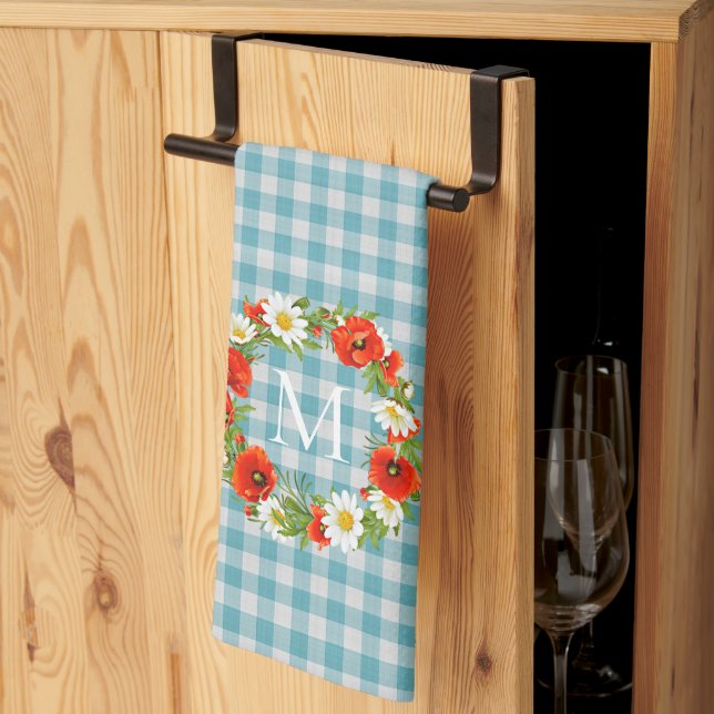 Linge De Cuisine Papillons rouges personnalisés Blanc Jaune Daisées (Pliage en tiers)