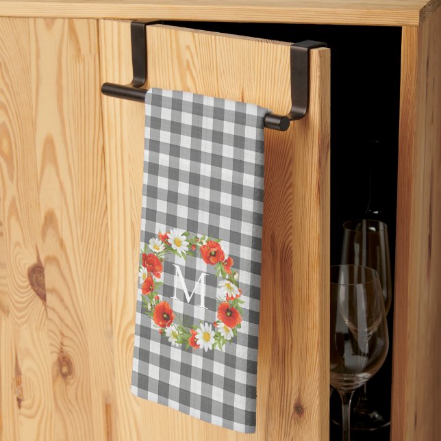 Linge De Cuisine Papillons rouges personnalisés Blanc Jaune Daisées (Pliage en tiers)