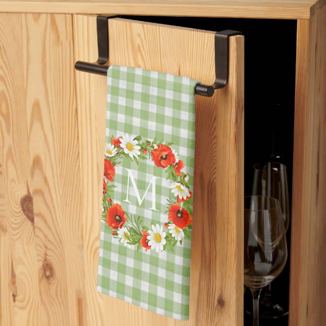 Linge De Cuisine Papillons rouges personnalisés Blanc Jaune Daisées (Pliage en tiers)