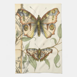 Linge De Cuisine Papillons tandem au-dessus de feuille vert