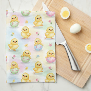Linge De Cuisine Pâques à l'aquarelle de poussin de bébé mignon