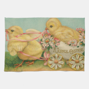 Linge De Cuisine "Pâques joyeux" Carte postale vintage, vers 1915