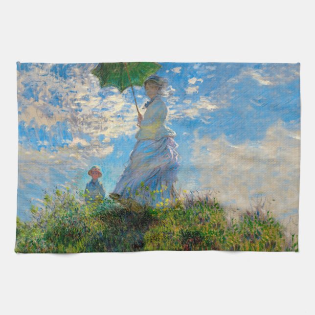 Linge De Cuisine Parasol Monet Femme Impressionnisme (Horizontal)