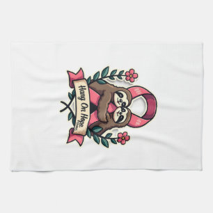 Linge De Cuisine Paresseux à ruban rose soutien art de sensibilisat