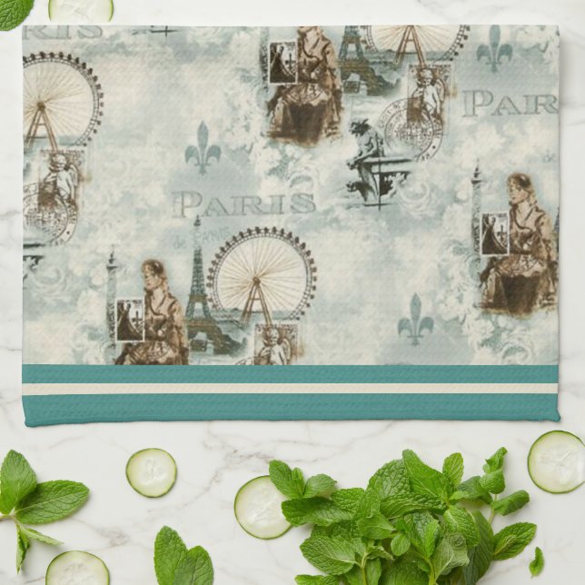 Linge De Cuisine Paris dans la tour Bleu (Plié)