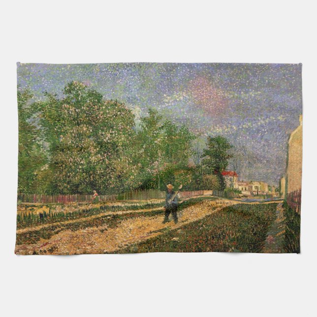 Linge De Cuisine Paris Road avec Paysan par Vincent van Gogh (Horizontal)