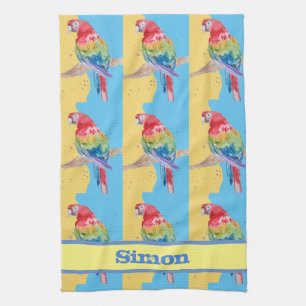 Linge De Cuisine Parrot Macaw Blue Bird Birthday Boys Homme Nom
