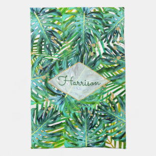 Linge De Cuisine Parties scintillant d'or Feuille Tropical Palms Mo
