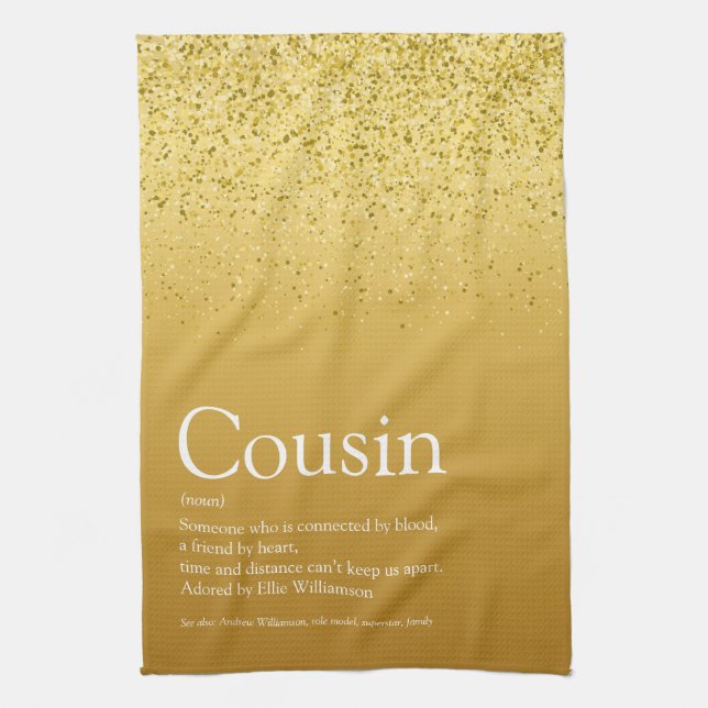 Linge De Cuisine Parties scintillant d'or Glam Fun Meilleur Cousin  (Vertical)