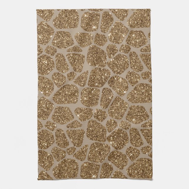 Linge De Cuisine Parties scintillant d'or - Impression de girafe (Vertical)