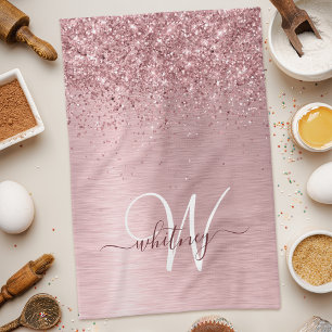 Linge De Cuisine Parties scintillant en métal brossé rose pâle Nom