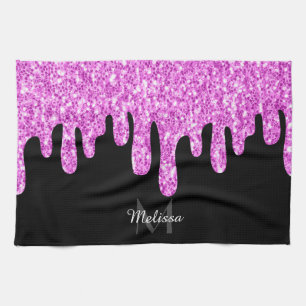 Linge De Cuisine Parties scintillant étincelante rose noir Monogram