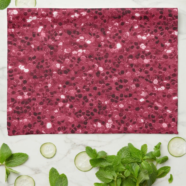 Linge De Cuisine Parties scintillant faux brillant rose foncé magen (Plié)