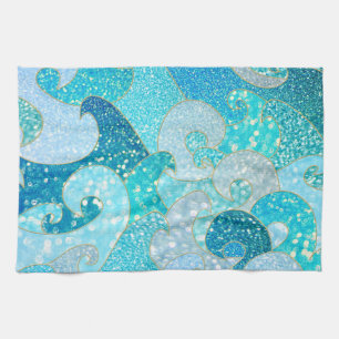 Linge De Cuisine Parties scintillant Faux de Sirène Bleue Mer - Tur
