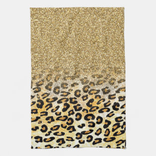Linge De Cuisine Parties scintillant moderne Leopard Motif Gold  Om