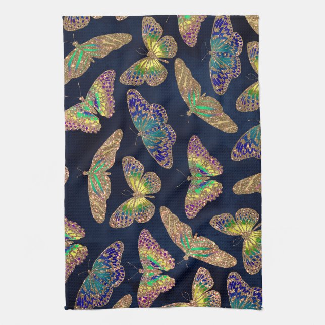 Linge De Cuisine Parties scintillant Motif d'aquarelle marine (Vertical)