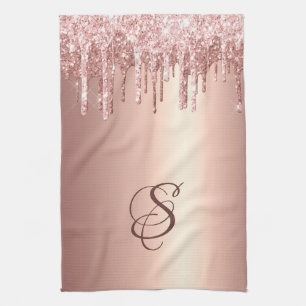 Linge De Cuisine Parties scintillant or Rose tendance Drivers Monog