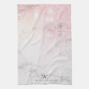 Linge De Cuisine Parties scintillant rose en marbre personnalisée
