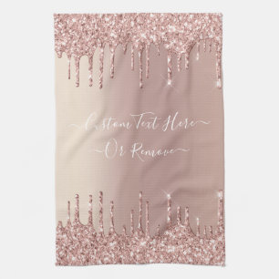Linge De Cuisine Parties scintillant rose Gold Blush Éclats Texte p