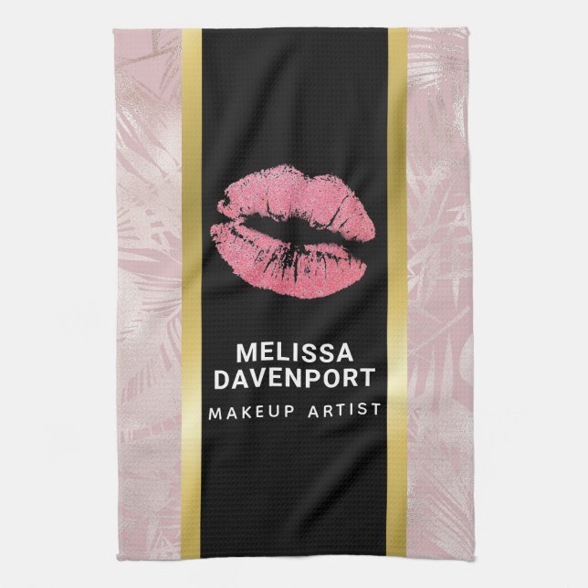 Linge De Cuisine Parties scintillant rose lèvres et Rose Gold Tropi (Vertical)