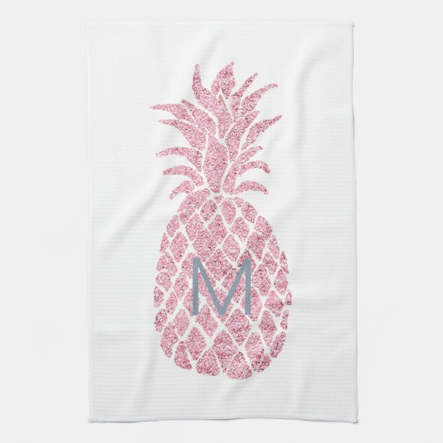 Linge De Cuisine parties scintillant rose monogramme ananas (Vertical)
