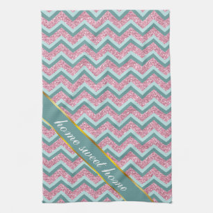 Linge De Cuisine Parties scintillant rose Motif ZigZag