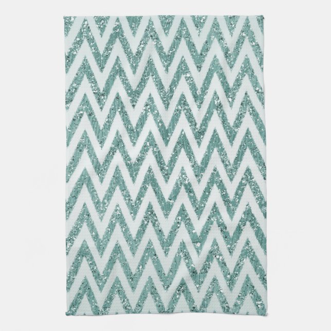 Linge De Cuisine Parties scintillant turquoise de Faux vert et blan (Vertical)