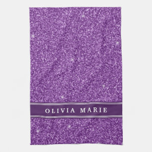 Linge De Cuisine Parties scintillant violette (faux) Nom personnali