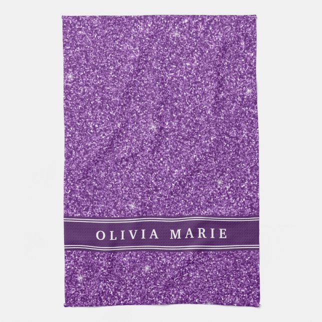 Linge De Cuisine Parties scintillant violette (faux) Nom personnali (Vertical)