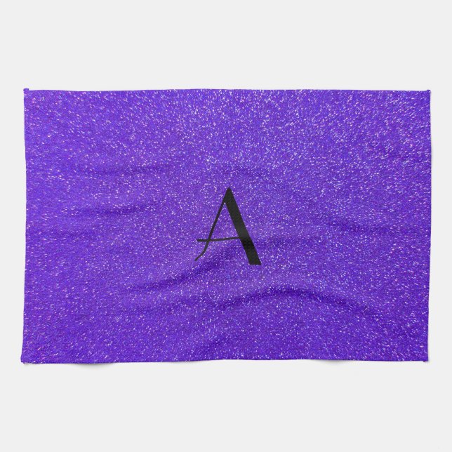Linge De Cuisine Parties scintillantes pourpres de monogramme (Horizontal)