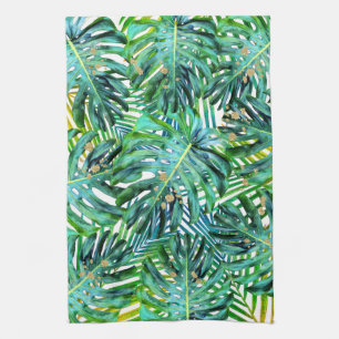 Linge De Cuisine Parties scintillantes tropicales d'or de feuille