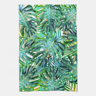Linge De Cuisine Parties scintillantes tropicales d'or de feuille