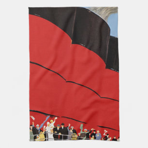 Linge De Cuisine Passagers de bateaux de croisière vintages saluant