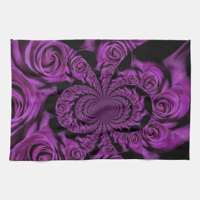 Linge De Cuisine Passion violette : Royal Romance Roses Customisés (Horizontal)