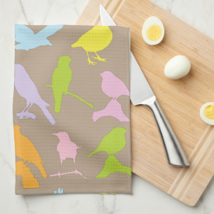 Linge De Cuisine Pastel Coloured Variété d'oiseaux Motif