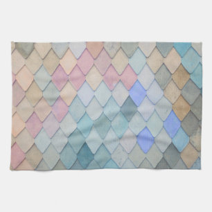 Linge De Cuisine Pastel Diamond Motif Mermaid bleu rose vert
