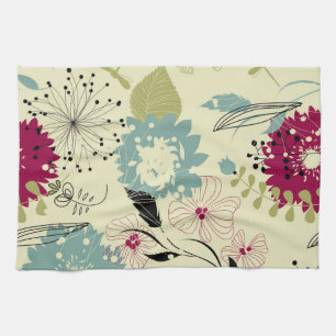 Linge De Cuisine Pastel Tones Retro Floral Design