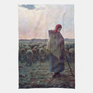 Linge De Cuisine Pasteur avec son troupeau, Jean-François Millet