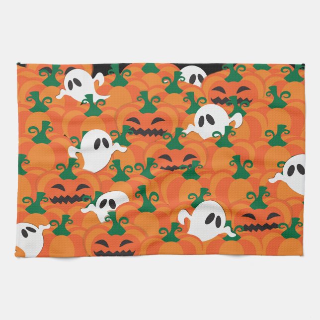 Linge De Cuisine Patch Citrouille Haunted Halloween Ghosts (Horizontal)