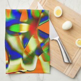 Linge De Cuisine Patches de couleur sur bandes beiges incurvées