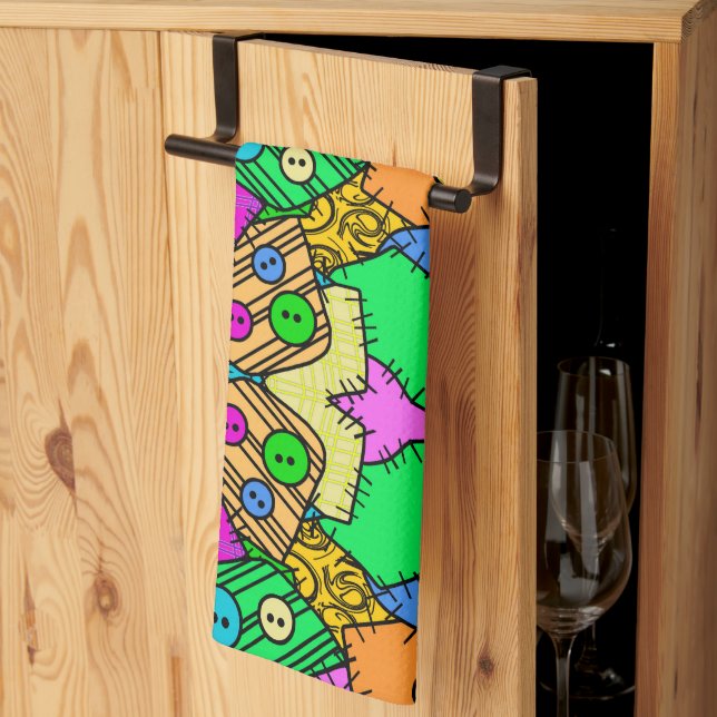 Linge De Cuisine Patches et boutons Halloween (Pliage en tiers)