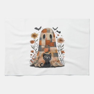 Linge De Cuisine Patchwork Halloween Fantôme et Chat, Rétro Épouvan