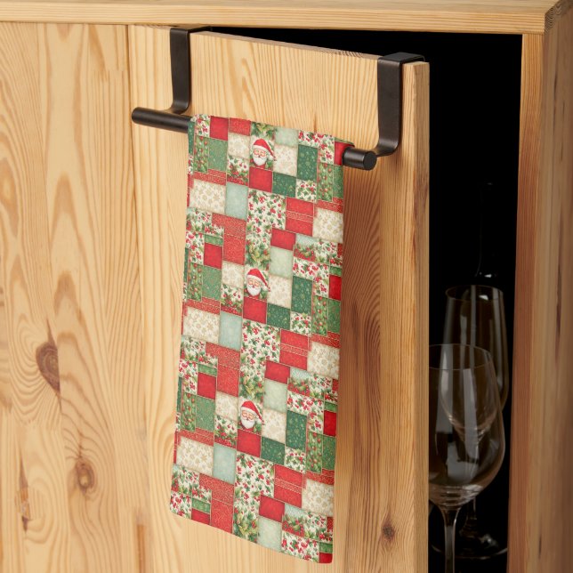 Linge De Cuisine Patchwork Noël (Pliage en tiers)
