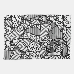 Linge De Cuisine Patchwork noir et blanc 04 de motif