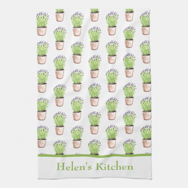 Linge De Cuisine Pâte de lavande plante Aquarelle Rustique (Vertical)